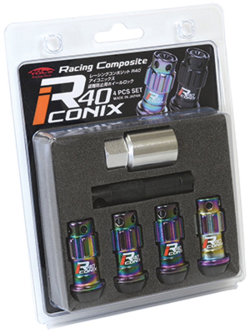 Project Kics WYIF43NK 12X1.25 R40 Iconix Neochrome Lug Nut Lock Set - 4