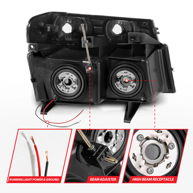 ANZO 111559 04-12 GM Colorado/Canyon/I-Series Crystal Headlights - w/ Light Bar Chrome Housing 4pcs