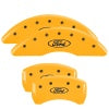 MGP 10261SFRDYL 4 Caliper Covers Engraved Front & Rear 24-25 Ford Mustang EcoBoost Yellow Finish Black Ford Logo