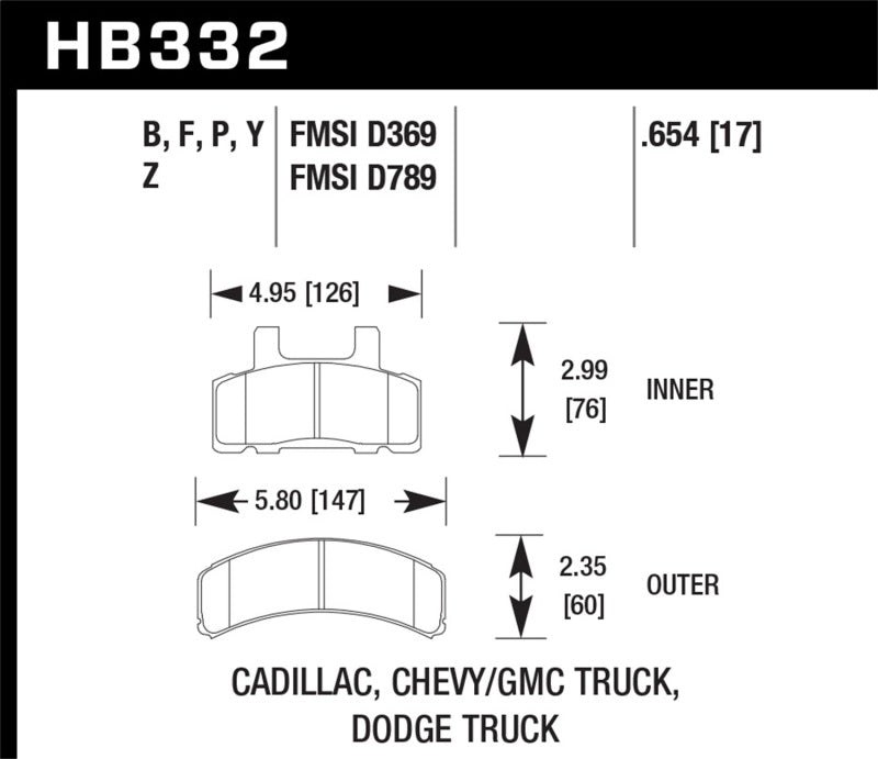 Hawk Performance HB332F.654 Hawk HPS Street Brake Pads