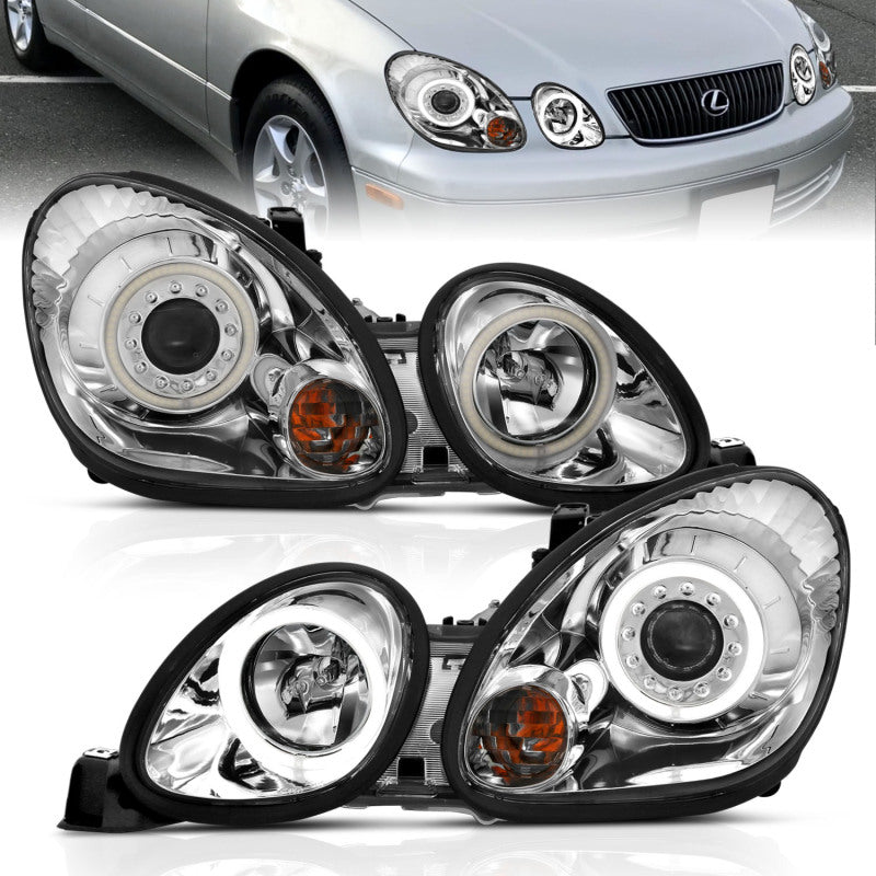 ANZO 121143 1998-2005 Lexus Gs300 Projector Headlights w/ Halo Chrome