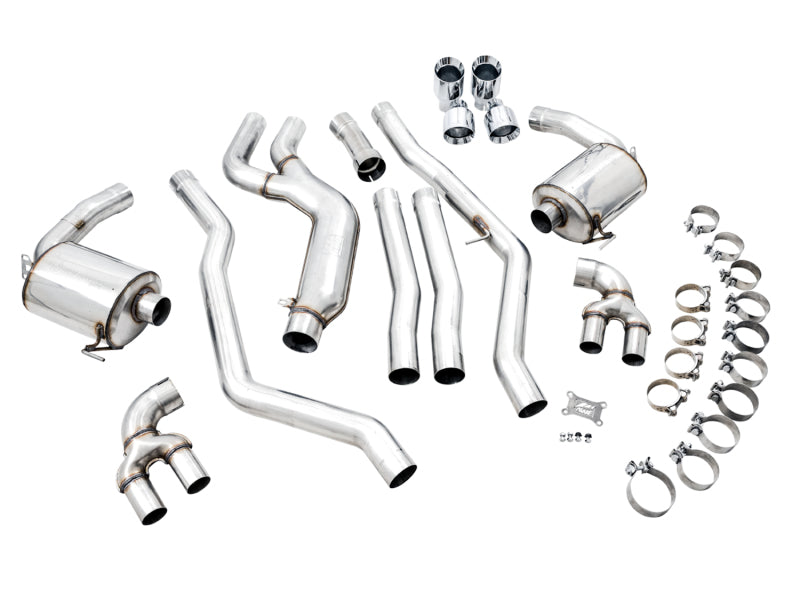 AWE Tuning 3015-42148 2019+ BMW M340i (G20) Non-Resonated Touring Edition Exhaust - Quad Chrome Silver Tips