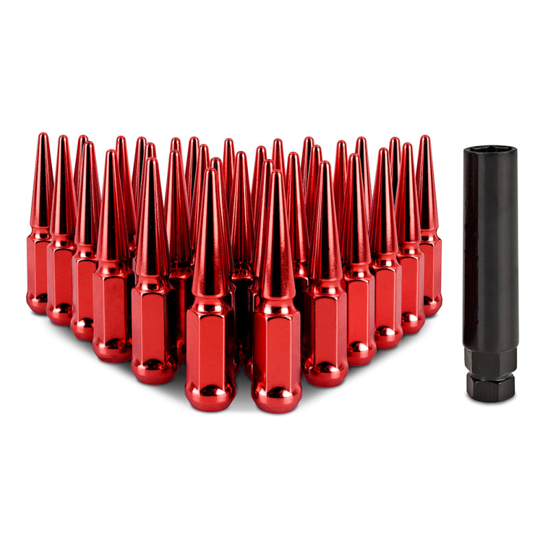 Mishimoto MMLG-SP1415-32RD Steel Spiked Lug Nuts M14 x 1.5 32pc Set Red