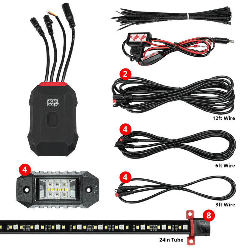 XKGLOW AP-CAR-ADV XK Glow RGBW Addressable LED Underglow Kits Advanced XKalpha App Controlled