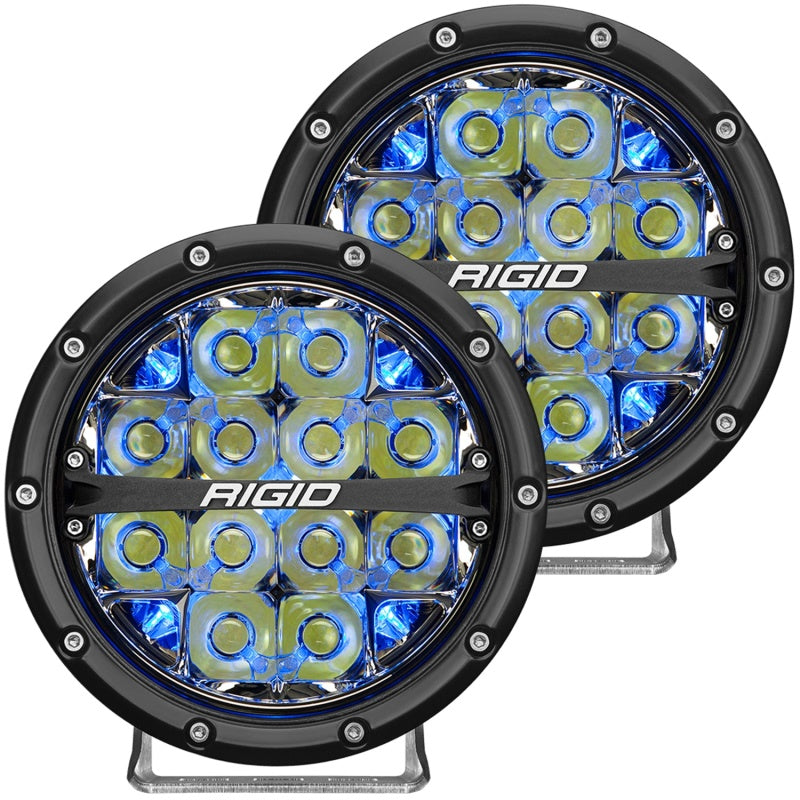 Rigid Industries 36207 360-Series 6in LED Off-Road Drive Beam - Blue Backlight (Pair)