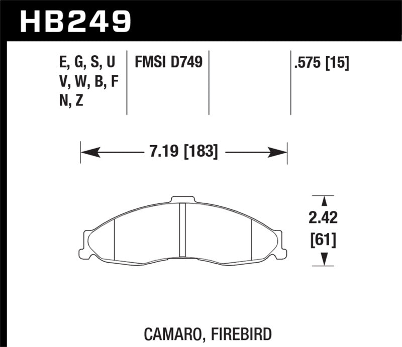 Hawk Performance HB249N.575 Hawk 98-02 Camaro/Firebird HP+ Street Front Brake Pads