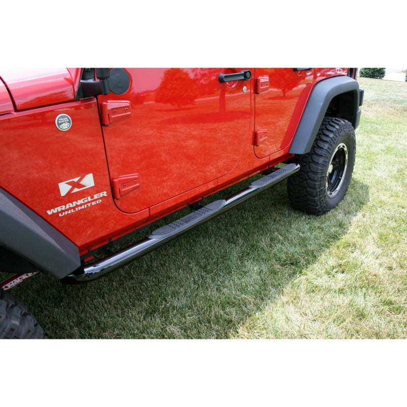 Rugged Ridge 11590.06 3-In Round Side Steps Black 07-18 4-Door Jeep Wrangler