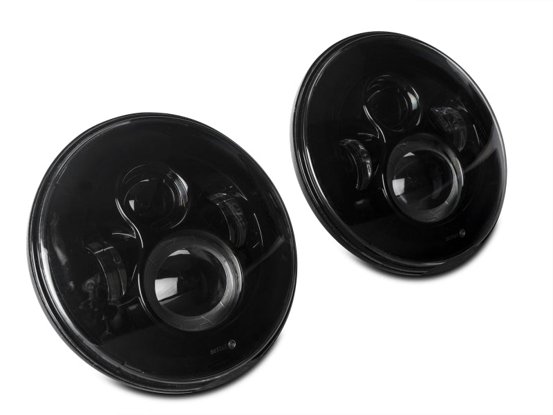 Raxiom J108042 97-18 Jeep Wrangler TJ/JK Axial Series LED Daymaker Headlights- Black Housing (Clear Lens)