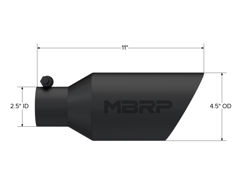 MBRP T5161BLK Universal Dual Wall Angle Rolled End Tip 4-1/2in OD / 2-1/2in Inlet / 11in Length - Black