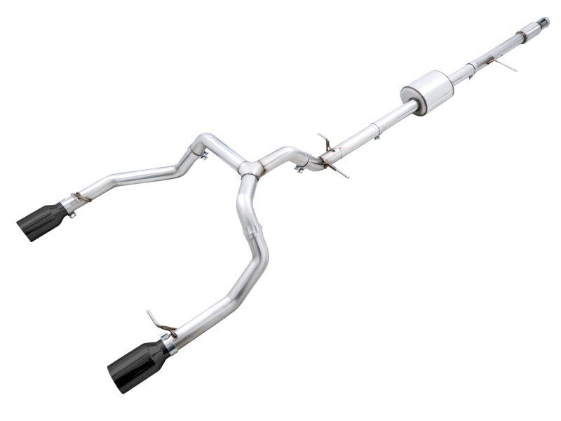 AWE Tuning 3015-33206 4th Gen GM 1500 5.3L 0FG Catback Split Rear Exit (Flat Bumper) - Dual Diamond Tips