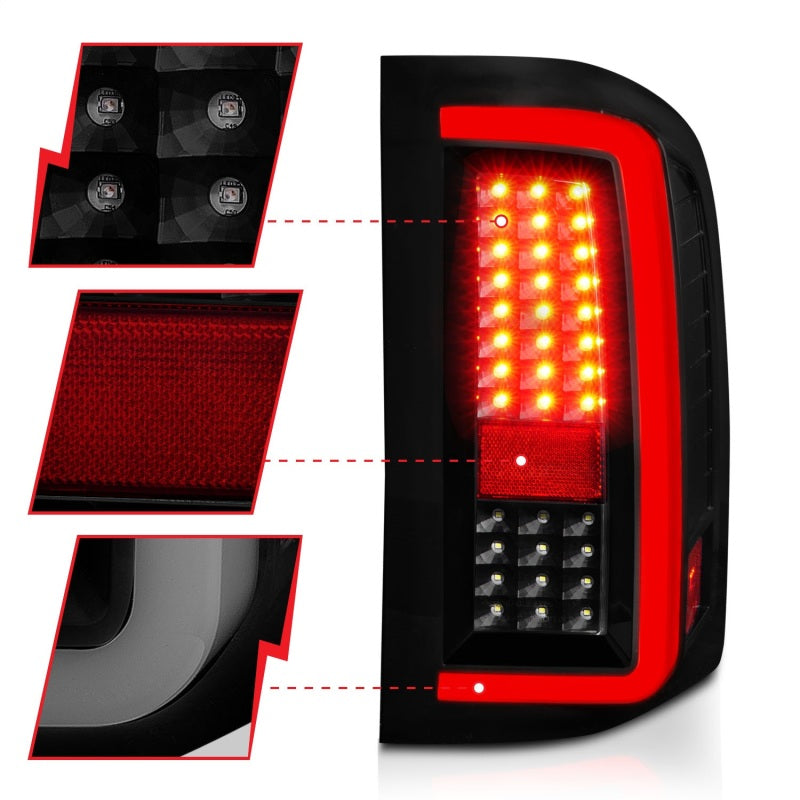 ANZO 311381 2007-2013 Chevrolet Silverado1500/ 2500/ 3500 LED Tail Lights w/ Light Bar Black Housing Smoke
