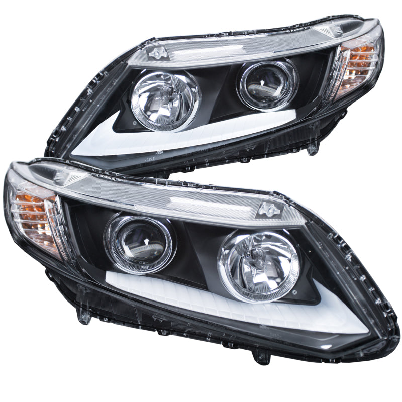 ANZO 121478 2012-2015 Honda Civic Projector Headlights w/ U-Bar Chrome