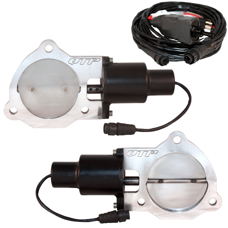 QTP QTEC70 3.5in Bolt-On QTEC Dual Electric Cutout Valves - Pair