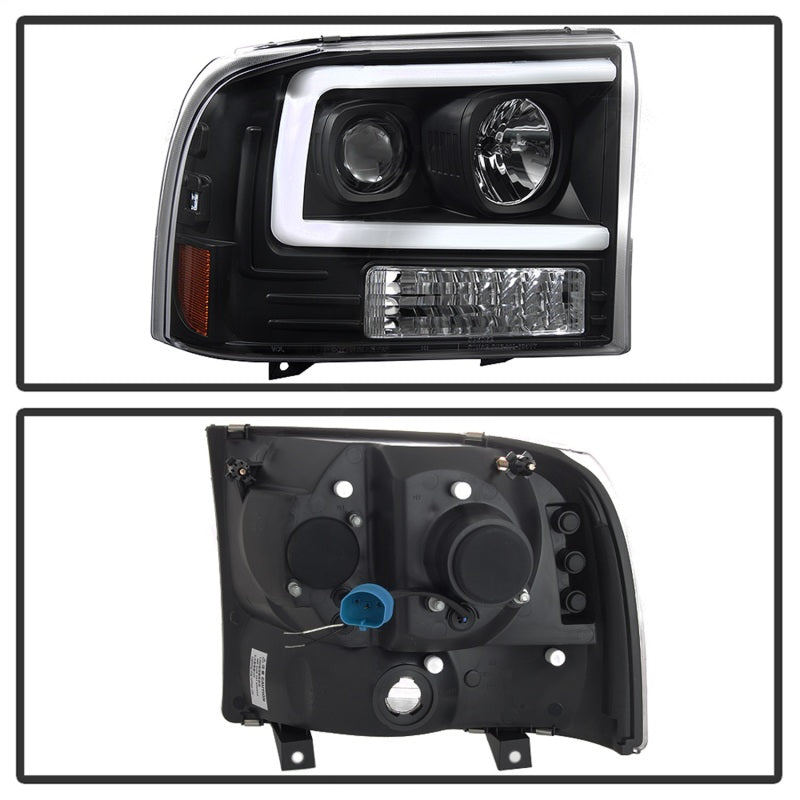 SPYDER 5084491 Spyder 99-04 Ford F250 Super Duty Projector Headlights - Light Bar - Black PRO-YD-FF25099V2-LB-BK