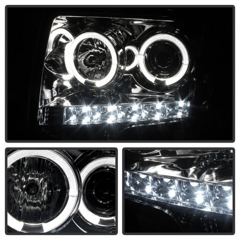 SPYDER 5010254 Spyder Ford F150 09-14 Projector Headlights Halogen Model- LED Halo LED Smke PRO-YD-FF15009-HL-SM