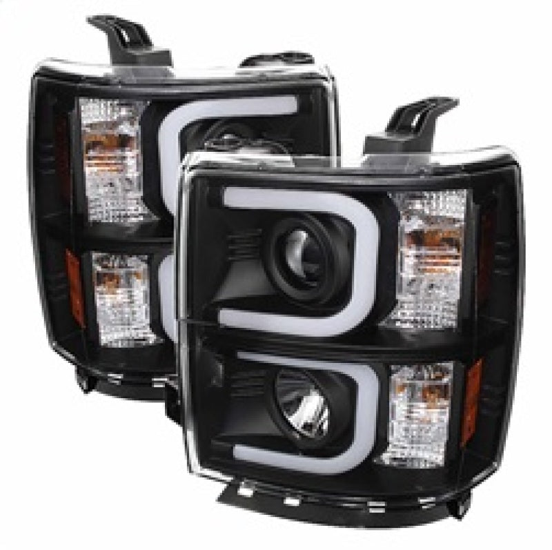 SPYDER 5079473 Spyder Chevy Silverado 1500 14-16 Projector Headlights Light Bar DRL Blk PRO-YD-CS14-LBDRL-BK
