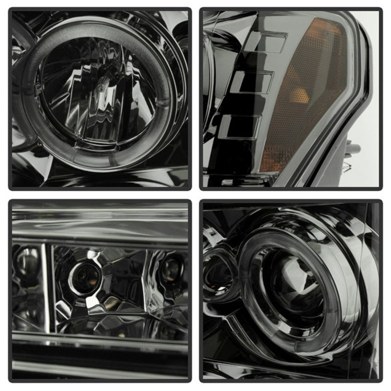 SPYDER 5010254 Spyder Ford F150 09-14 Projector Headlights Halogen Model- LED Halo LED Smke PRO-YD-FF15009-HL-SM