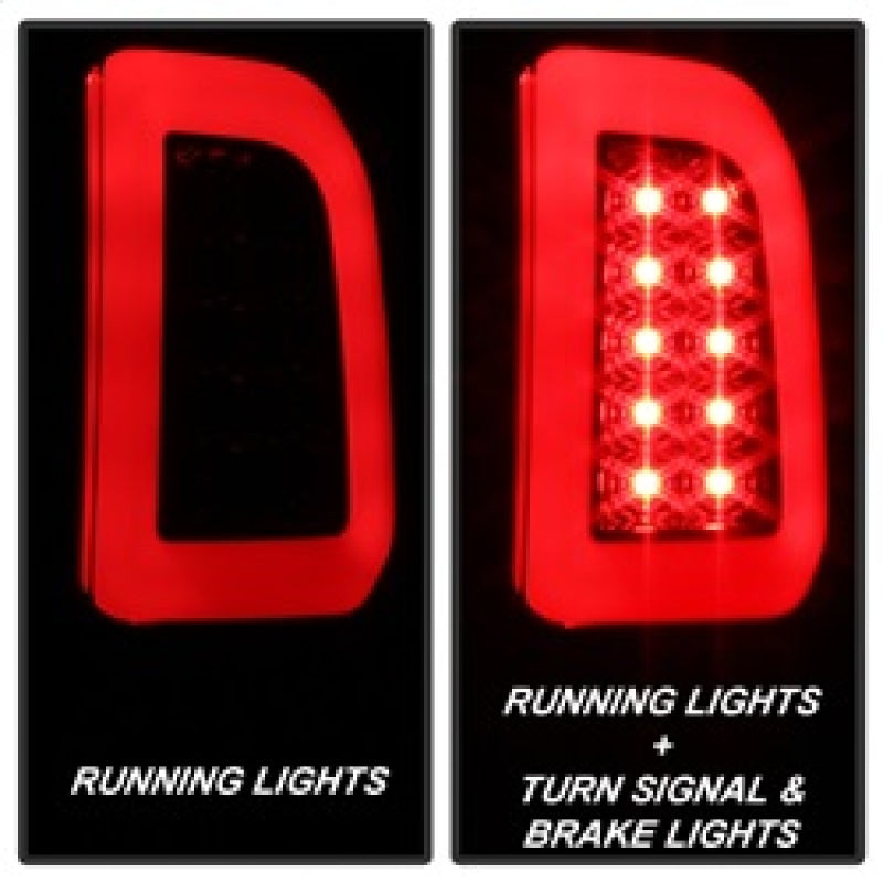 SPYDER 5084729 Spyder 08-16 Ford Super Duty F-250 V3 Light Bar LED Tail Lights - Blk Smoke ALT-YD-FS07V3-LBLED-BSM