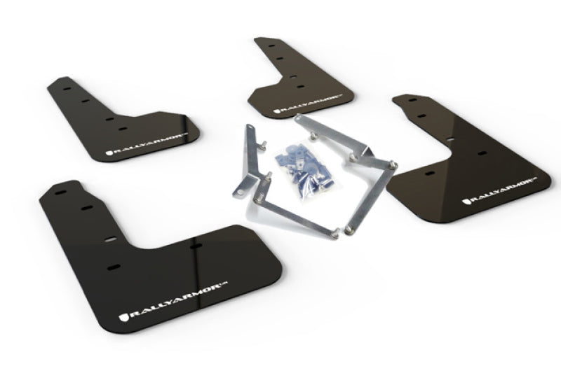 Rally Armor MF51-UR-BLK/WH 17-21 Honda Civic Sport & Touring (Hatch) Black UR Mud Flap w/ White Logo