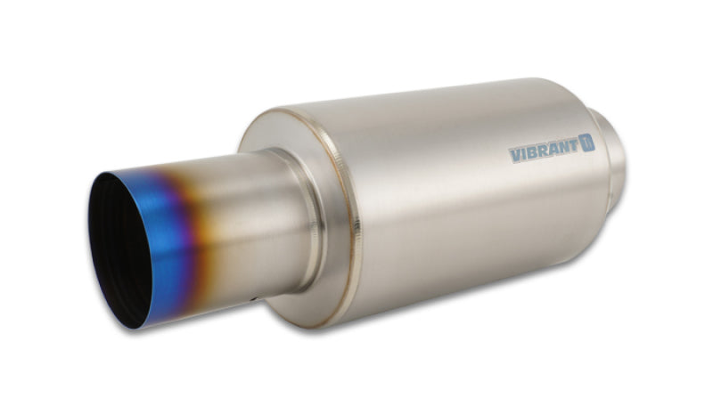 Vibrant 17566 Titanium Muffler w/Straight Cut Burnt Tip 4in Inlet / 4in Outlet