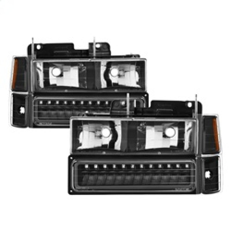 SPYDER 5069542 Xtune 92-94 Blazer Full Size Corner/LED Bumper Headlights Black HD-JH-CCK88-LED-AM-BK-SET
