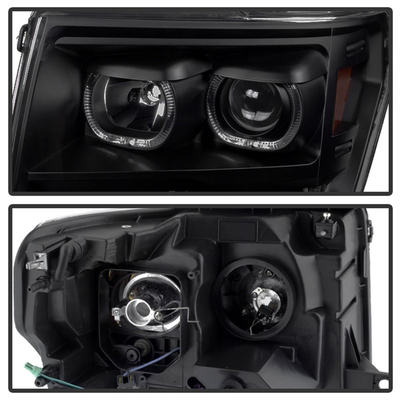 SPYDER 9032226 Xtune Ford F150 09-14 Projector Headlights Halogen Model Only LED Halo Black PRO-JH-FF15009-CFB-BK
