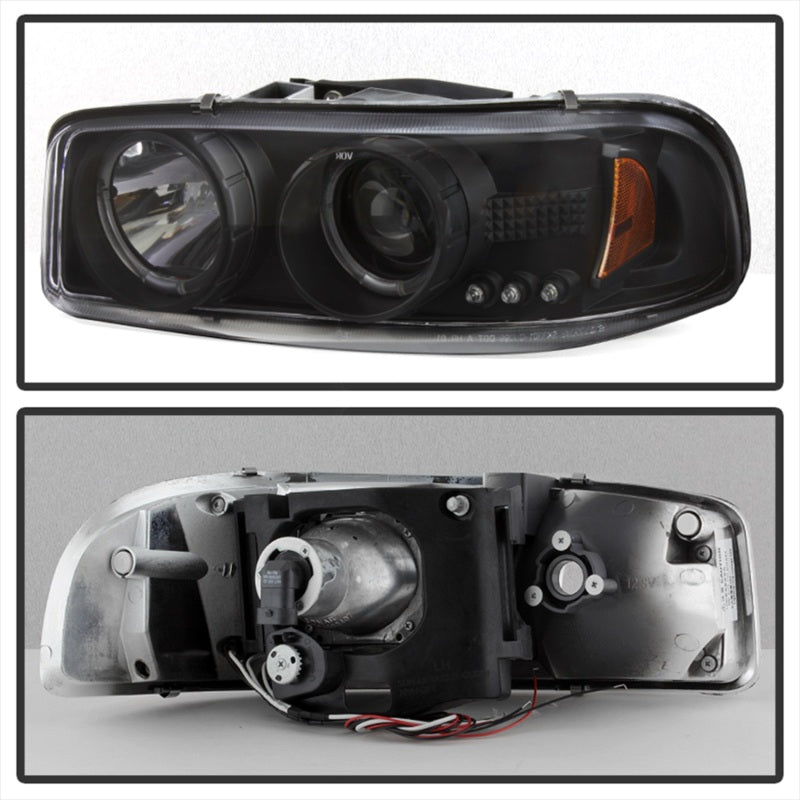 SPYDER 5009357 Spyder GMC Sierra 1500/2500/3500 99-06 Projector Headlights LED Halo LED Black PRO-YD-CDE00-HL-BK