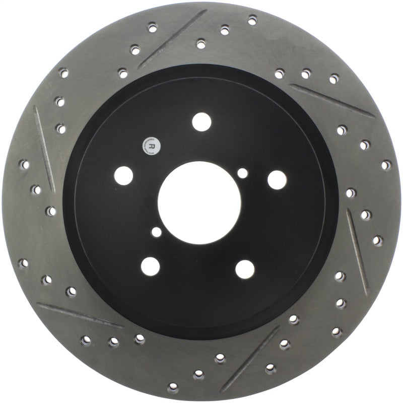 Stoptech 127.47037R StopTech 16-17 Subaru WRX (w/Eyesight Technology) Sport Slotted & Drilled Rear Right Rotor