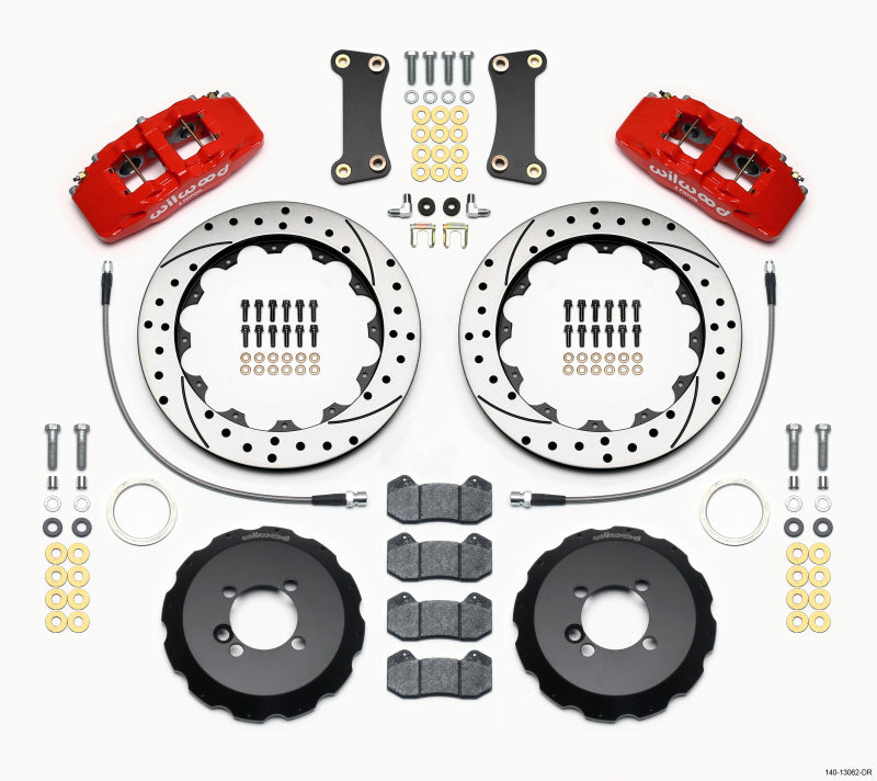 Wilwood 140-13062-DR Dynapro 6 Front Hat Kit 12.88in Drilled Red 2002-Up Mini Cooper w/ Lines