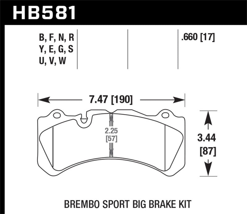 Hawk Performance HB581U.660 Hawk 09 Nissan GT-R R35 Brembo DTC-70 Race Front Brake Pads