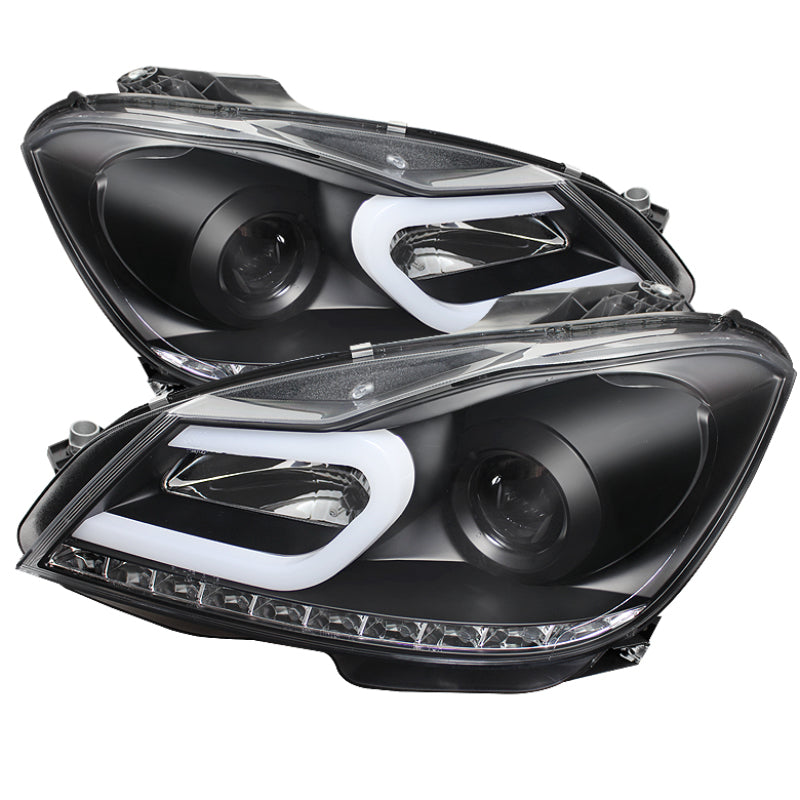 SPYDER 5074249 Spyder Mercedes Benz W204 C-CLASS 12-13 Projector Halogen Model- DRL Blk PRO-YD-MBW20412-DRL-BK