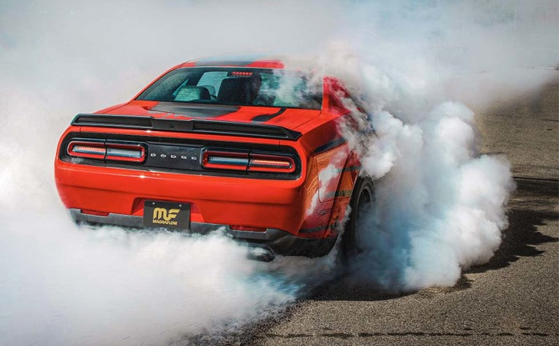 Magnaflow 19206 MagnaFlow Axle-Back, SS, 3in, Quad Split Rear 3.5 Tips 2015 Dodge Challenger incl SRT Hellcat