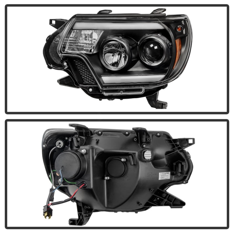 SPYDER 5081711 Spyder Toyota Tacoma 12-15 Projector Headlights Light Bar DRL Black PRO-YD-TT12-LBDRL-BK