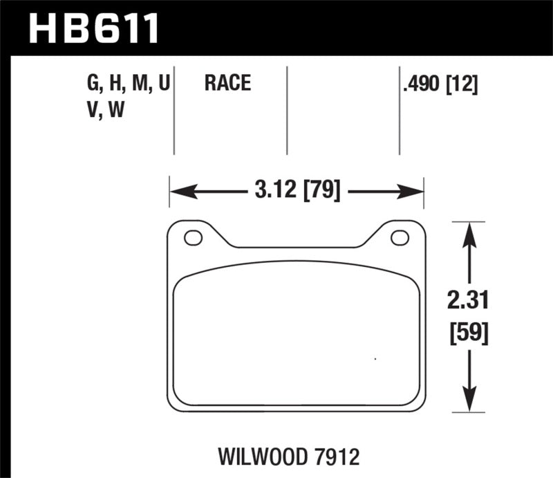 Hawk Performance HB611W.490 Hawk Wilwood 7912 DTC-30 Race Brake Pads