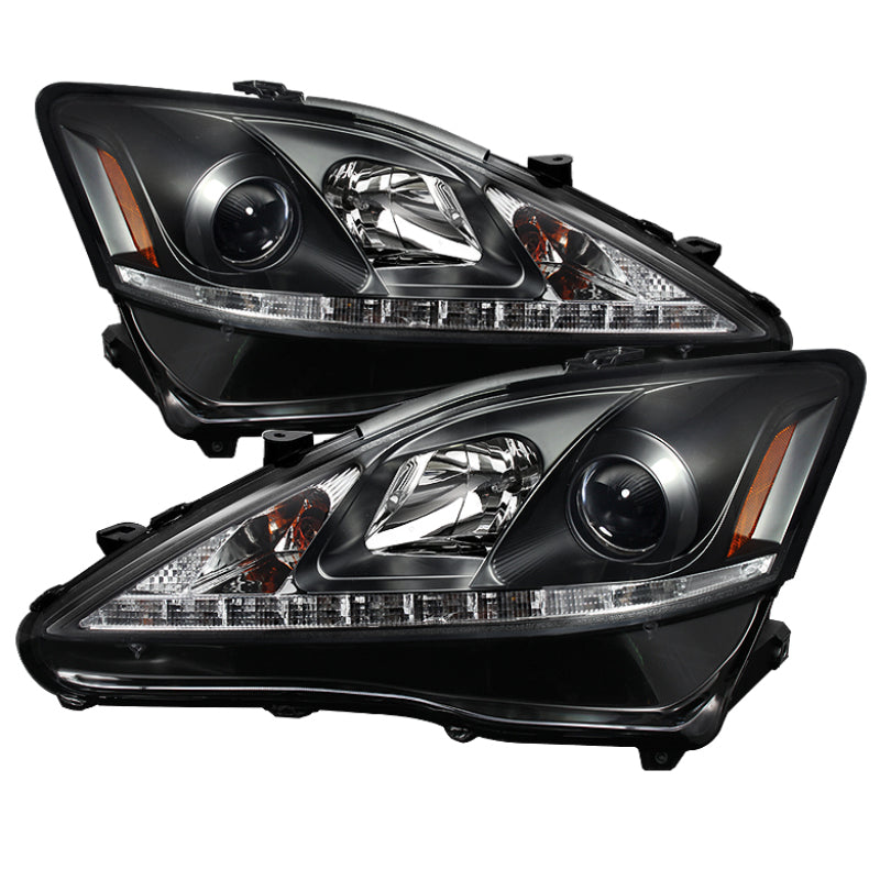 SPYDER 5080059 Spyder Lexus IS 250/350 2006-2010 Projector Headlights DRL Black PRO-YD-LIS06-DRL-BK