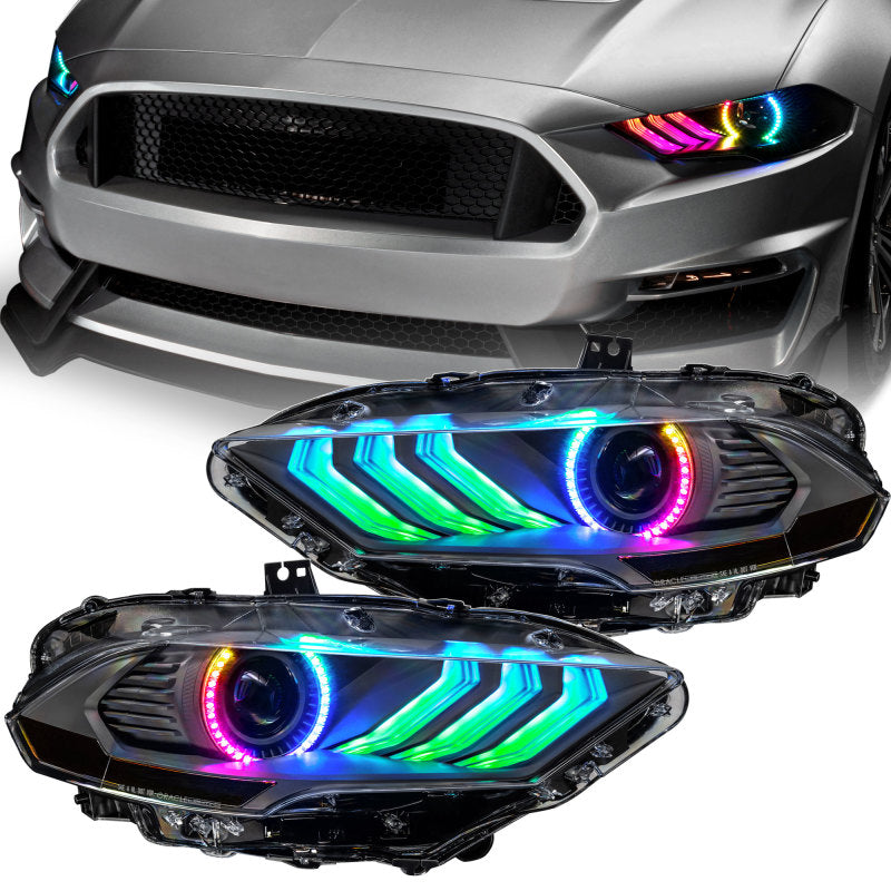 ORACLE Lighting 8204-332 Oracle Lighting 18-23 Ford Mustang Dynamic ColorSHIFT LED Headlights - Black Series SEE WARRANTY