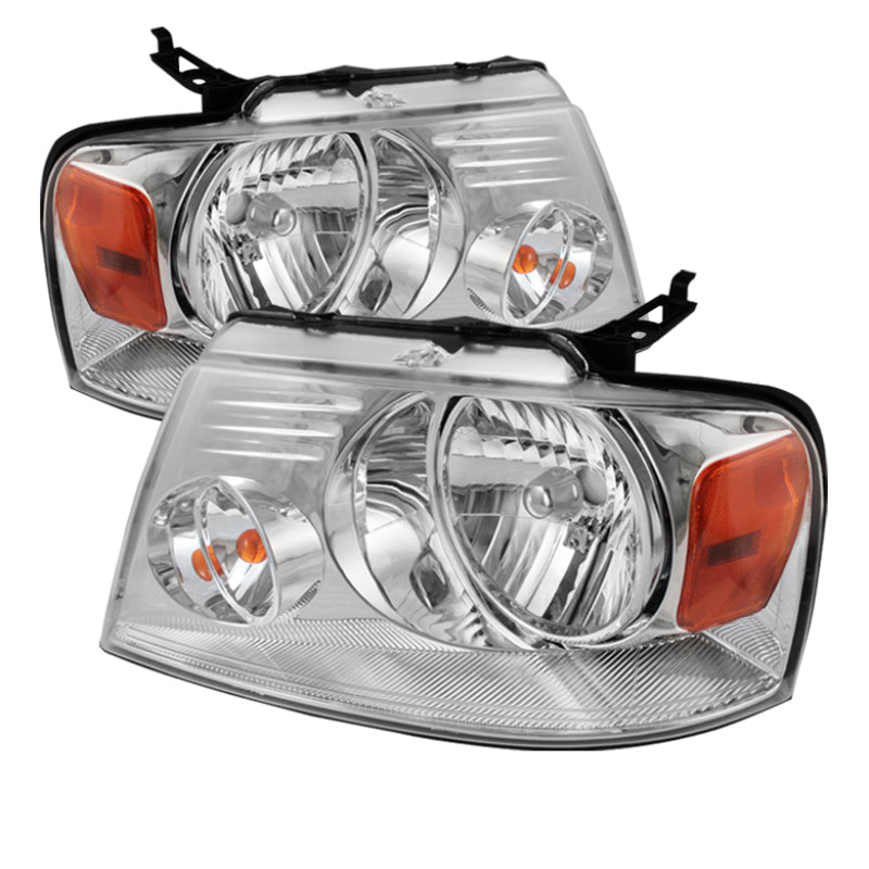 SPYDER 5069825 Xtune Ford F150 04-08 Amber Crystal Headlights Chrome HD-JH-FF15004-AM-C