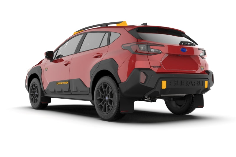 Rally Armor MF116-UR-BLK-RD - 2024 Subaru Crosstrek (Wilderness Only) Black UR Mud Flap W/Red Logo - No Drilling Req