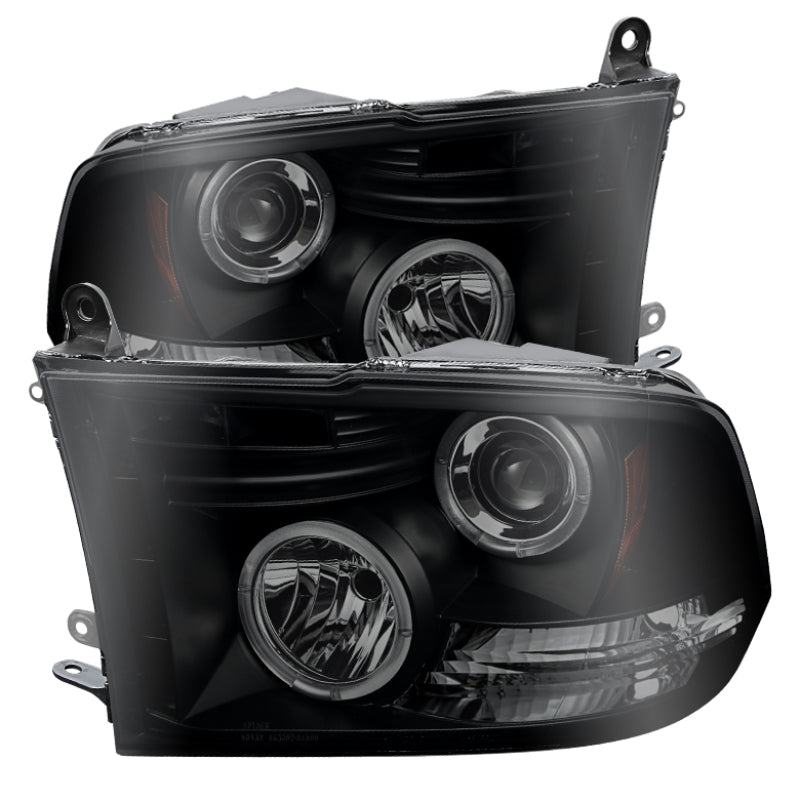 SPYDER 5078407 Spyder Dodge RAM 1500 09-14 Projector Headlights Halogen- LED Halo LED - Blk Smke PRO-YD-DR09-HL-BSM
