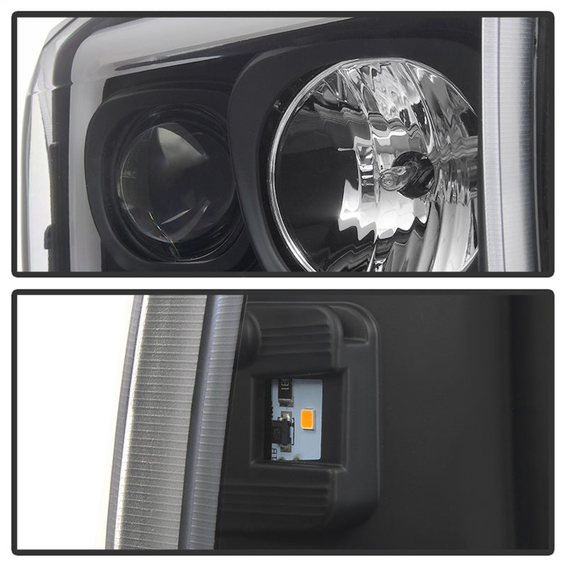 SPYDER 5084491 Spyder 99-04 Ford F250 Super Duty Projector Headlights - Light Bar - Black PRO-YD-FF25099V2-LB-BK