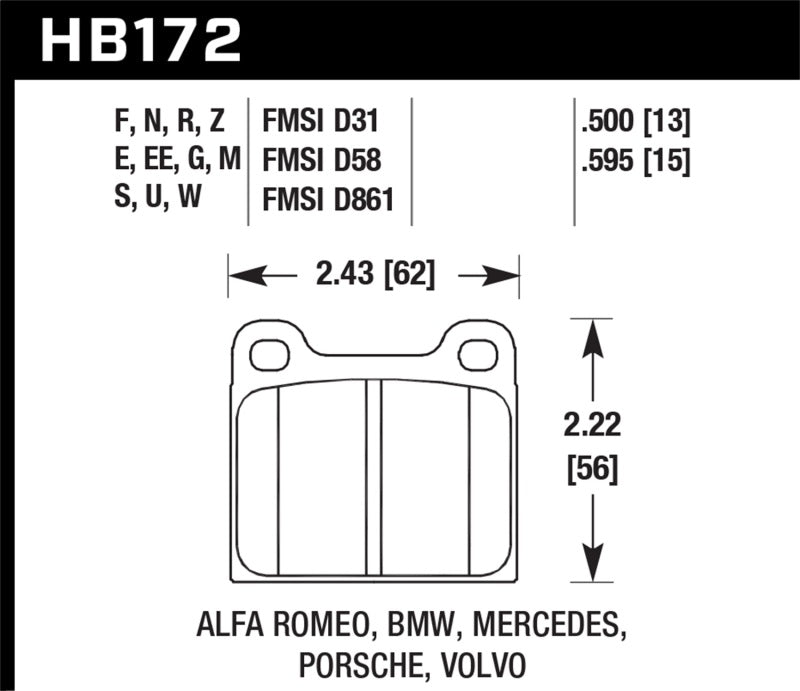 Hawk Performance HB172F.595 Hawk HPS Street Brake Pads