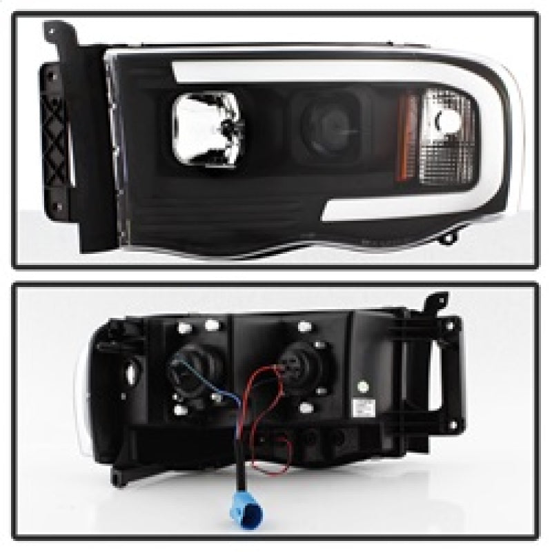 SPYDER 5084606 Spyder 02-05 Dodge RAM 1500 Light Bar Projector Headlights - Black (PRO-YD-DR02V2-LB-BK)
