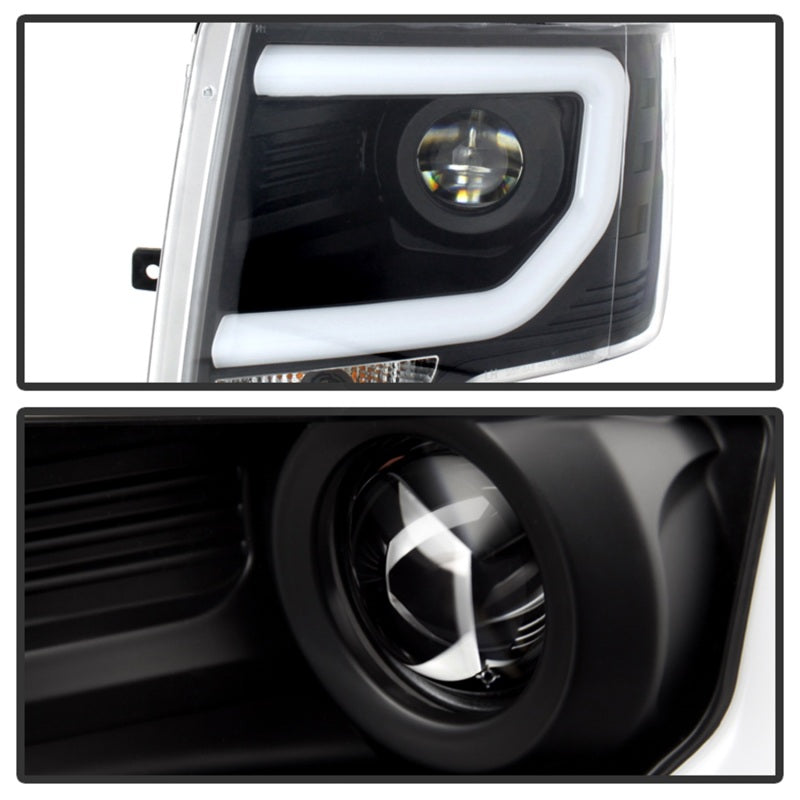 SPYDER 5077592 Spyder Ford F150 09-14 Projector Headlights Halogen Model- Light Bar DRL Blk PRO-YD-FF15009-LBDRL-BK