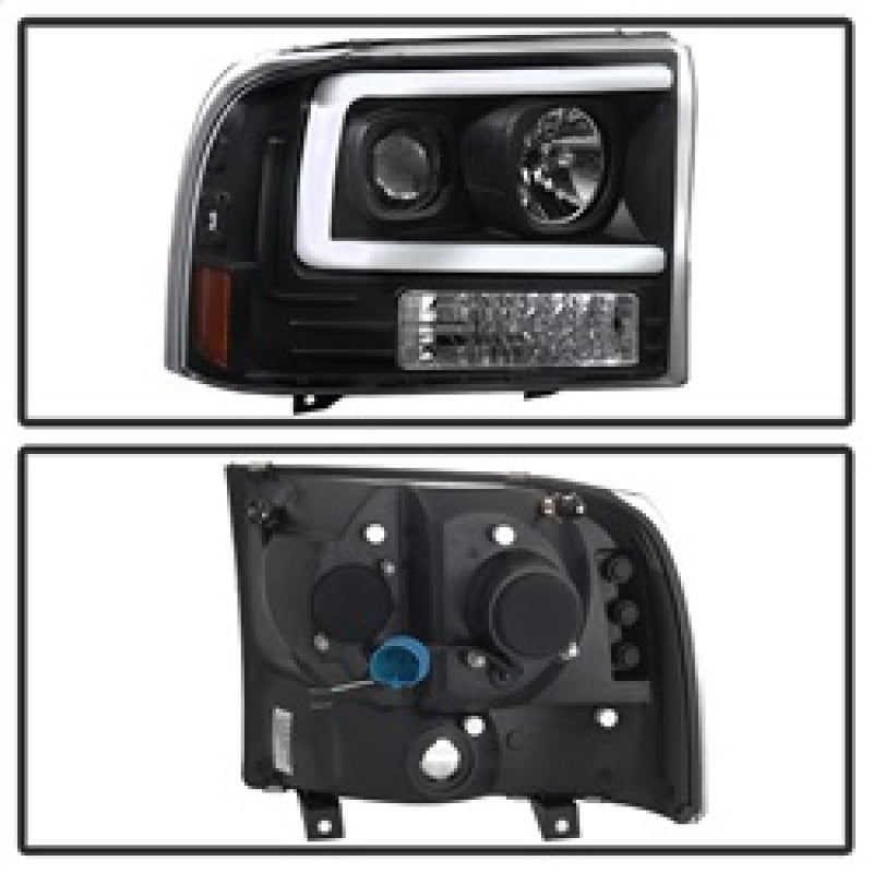 SPYDER 5084491 Spyder 99-04 Ford F250 Super Duty Projector Headlights - Light Bar - Black PRO-YD-FF25099V2-LB-BK