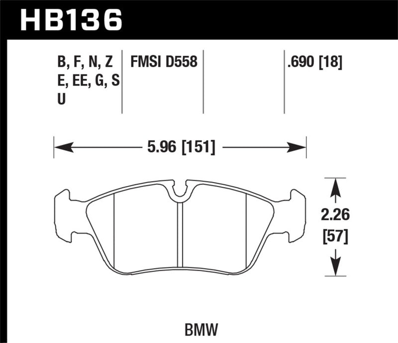 Hawk Performance HB136E.690 Hawk 92-99 BMW 318 Series / 01-07 325 Series / 98-00 328 Series Blue 9012 Race Front Brake Pads