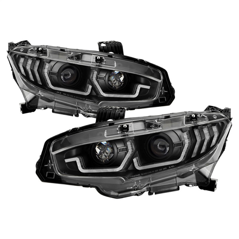 SPYDER 5087867 Spyder Honda Civic 16- 2DR/4DR/Hatchback Projector Headlights - Black PRO-YD-HC16SI-SEQGR-BK