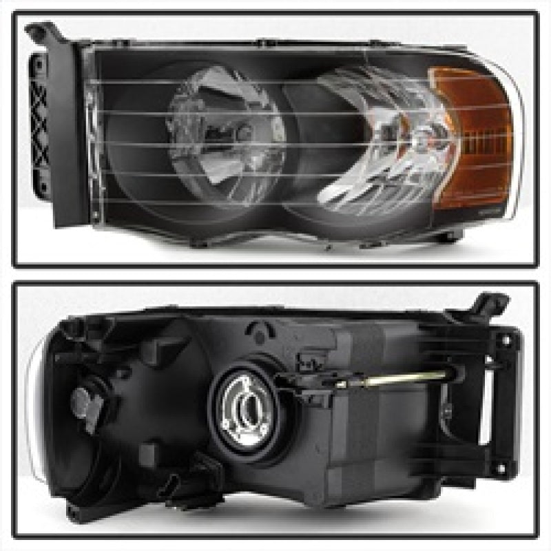 SPYDER 5014313 Xtune Dodge RAM 1500 02-05 Amber Crystal Headlights Black HD-JH-DR02-AM-BK