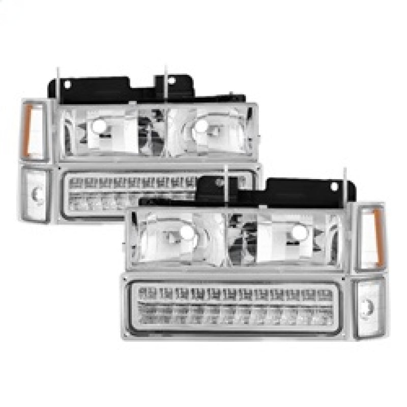 SPYDER 5069559 Xtune 92-94 Blazer Full Size Corner/LED Bumper Headlights Chrome HD-JH-CCK88-LED-AM-C-SET