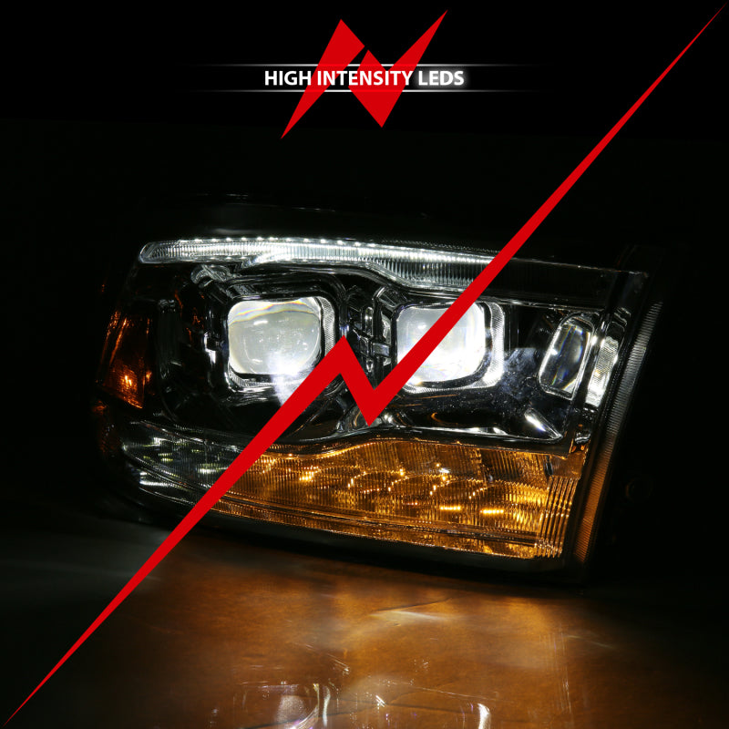 ANZO 111465 2009-2018 Dodge RAM 1500 Led Projector Plank Style Switchback H.L Halo Chrome Amber (OE Style)
