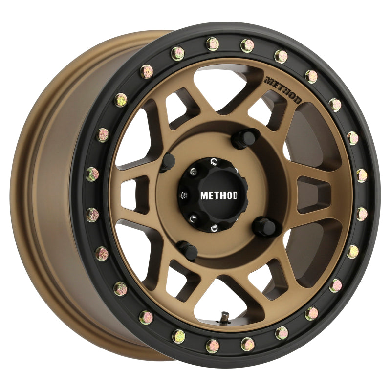 Method Wheels MR40557046943B Method MR405 UTV Beadlock 15x7 4+3/13mm Offset 4x156 132mm CB Method Bronze Wheel - Matte Black Ring